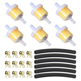 1-teiliges Motorrad-Benzinfilter-Set, Universalfilter, Benzinfilter, 6 Ölleitungen, 12 Ölrohrschellen, 6 Ölfilter, geeignet für Motorräder, Motoren usw., wiederverwendbar.