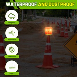 Kittmip 2 Pcs Solar Strobe Warning Traffic Light 360 Degree Single Column IP65 Waterproof Emergency Strobe Flashing Barricade Safety Road Construction Traffic Light(Red,Stand)