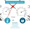 Mebus Quartz Wall Clock with Thermometer and Hygrometer Silver Frame