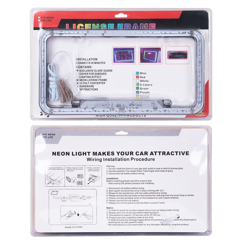eing License Plate Frame Auto 12 V 54 LED Color