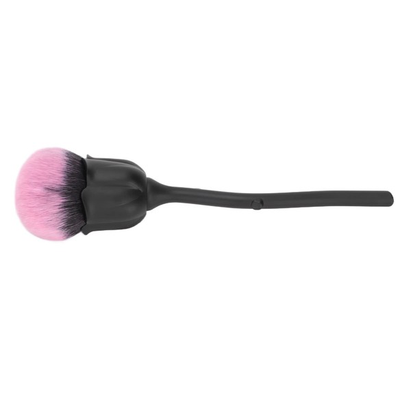 Nail Dust Brush, Elegant Rose Make-Up Loose Powder Blush Brush Nail Cleaning Dust Removal (Black Stick Powder Round Type)
