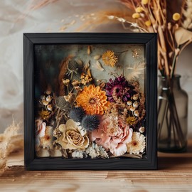 Black 10" x 10" Shadow Box Picture Frame Wooden Photo, Crafts, Wedding, Art, With Mount