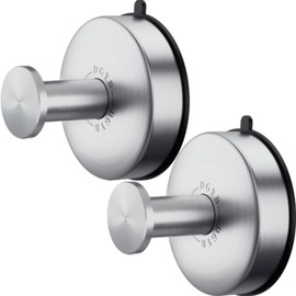 DGYB Suction Cup Hooks Set of 2 Suction Bathroom Hook for Wall Brushed Nickel Shower Hooks for Inside Shower 304 Stainless Steel Towel Hook for Glass Door Hanging Robe, Loofah, Coats
