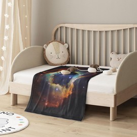 E-RIDES 76x100CM Small Flannel Blanket, Star-dotted Cosmic Clouds Blanket for Babies, Kids, Cat, Dog, Travel - Lightweight Blanket for Couch, Bed, Car, and Stroller, Idea Birthday Gift