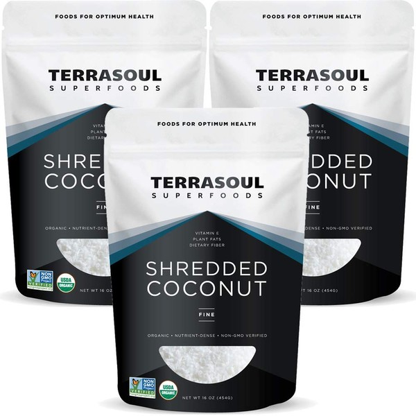 Terrasoul Superfoods Organic Coconut Flakes, 3 Lbs (3 Pack) - Finely Shredded | Macaroon Cut