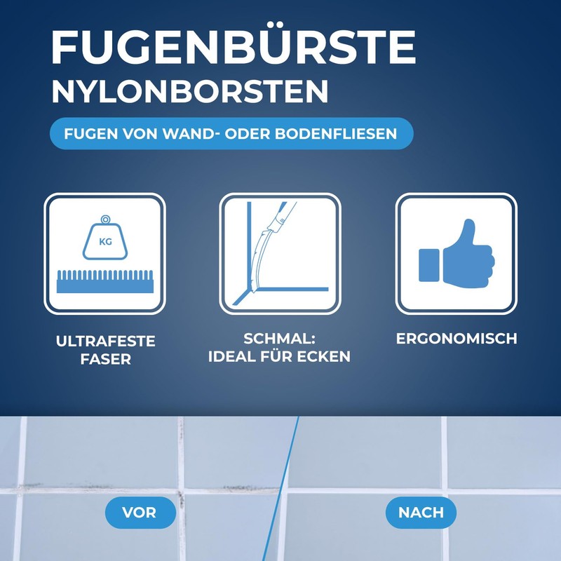 STARWAX - Fugenbürste - Widerstandsfähig - Anti-Rost - Schrubbt -