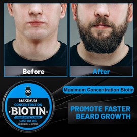 Beard Balm, 2X Thickening Biotin, with Castor Oil and Argan & Jojoba Oils, Promotes Beard Growth, Styles, Strengthens & Softens Beards & Mustaches, 2 Ounce (Cedar-01)