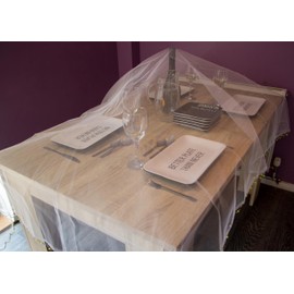 BillionHers Dining Table Food Covers - Beaded Handmade Net Food Cover for Dining Table, Garden Table (Medium White Mesh) 150cm x 95cm