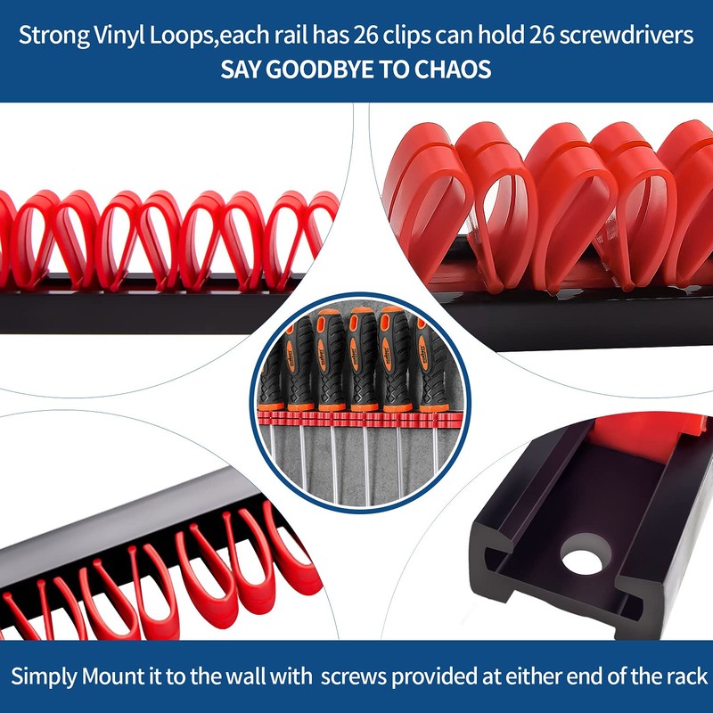 3-H Screwdriver Organizer,Tool Holder Rack,Tool Organizer Wall Mount for Wrench