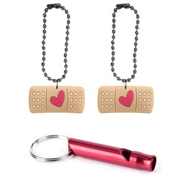 Bandage Collar Charm Aluminum Alloy Whistle Emergency Survival Safety Camping Cat Dog Animal Training Bark Chew Woof Puppy Kitten Wound Care Heart