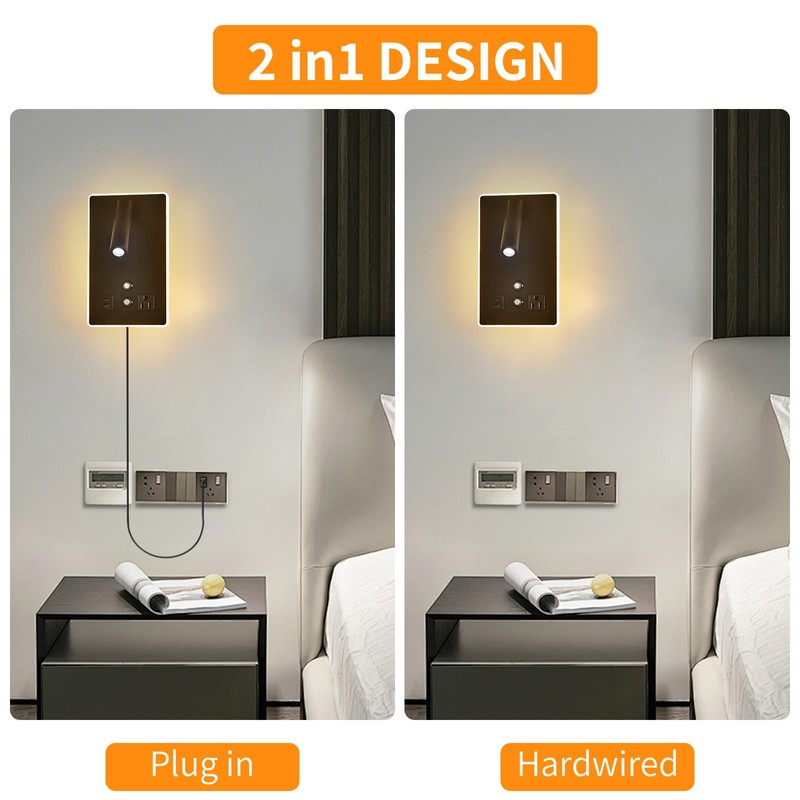 CNMYKYDS Dimmable Plug in Wall Sconce with Touch Switch,Headboard Bedside