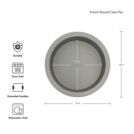 KitchenAid - Molde redondo de acero aluminizado antiadherente de 9 pulgadas, color plateado