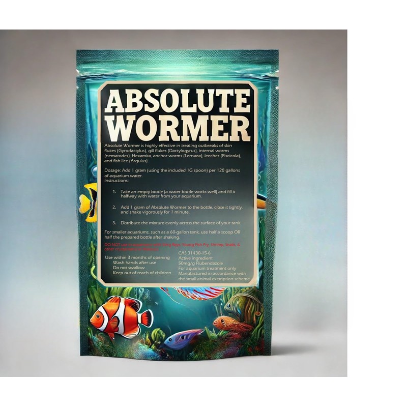 Absolute Wormer Plus - Freshwater and Saltwater Aquarium Powder Treatment.