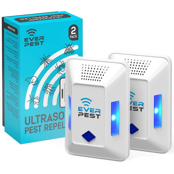 Ultrasonic Pest Repeller Plug in - Electronic Insect Control Defender 2-Pack - Roach Bed Bug Mouse Rodent Mosquito - Indoor Reject Repellent - Squirrel Scorpion Silverfish Ultrasound Ant Rat Wasp