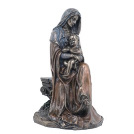 6.75 Inch Mother Mary Holding Baby Jesus Cold Cast Bronze Figurine