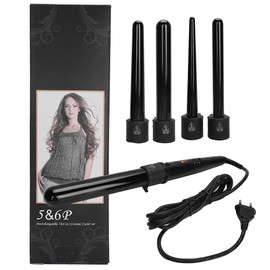 5‑In‑1 Curling Iron LED Adjustable Temperature Hair Styling Curling Iron Wand Set 110‑240VEU Plug