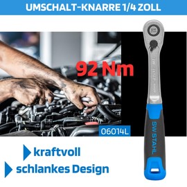 SW-Stahl 06014L Reversible Ratchet 1/4 Inch Fine-Toothed with 72 Teeth Insert Lock Chrome Vanadium Steel