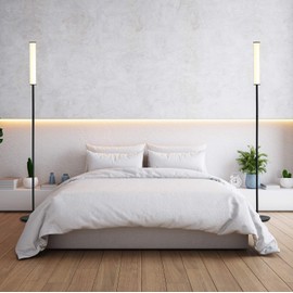 O’Bright LED Cylinder Floor Lamp with Remote Control, Full Range Dimming, Adjustable Color Temperature 3000K-6000K, Minimalist Standing Lamps for Living Room, Bedrooms and Office, Black