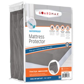 Guardmax Jersey Knitted King Size Mattress Protector - Waterproof & Dust Mite Proof Mattress Cover with Stretchable Pockets - Soft, Comfortable, & Noiseless Waterproof Fitted Sheet.(78 x 80 x 15)