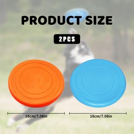 2 Pcs Dog Frisbee Toy,Rubber Floating Flying Discs,Indestructible Outdoor Toys,Soft Set,Floatable,7 Inch for Stimulate Fun,Training Exercise Desire to Chase,Interactive for Pet Chew Beach for Play