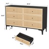 Jocoevol Rattan Dresser for Bedroom with 6 Drawers, Wide Chest