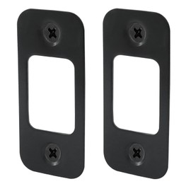 Marvexi 2Pcs Black Deadbolt Strike Plate, 1" x 2 1/4" Round Corner Door Latch Strike Plate Silent Strike Plate with Screws