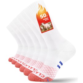 CLATOFO Merino Wool Thermal Socks for Men Women, Cushioned Anti Blister Performance Sport Socks for Running, Hiking, Cycling, Trekking, Work,Ski,Casual Thicked 3 Pairs(WHITE,XL)
