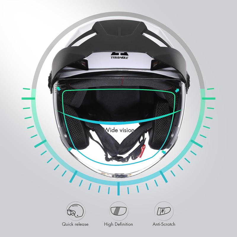 TRIANGLE Open Face Motorcycle Helmet Offroad 3/4 Half Helmets with