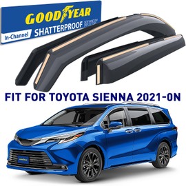 Goodyear Shatterproof in-Channel Window Deflectors for Toyota Sienna 2021-2026, Rain Guards, Window Visors for Cars, Vent Deflector, Car Accessories, 4 pcs - GY007837
