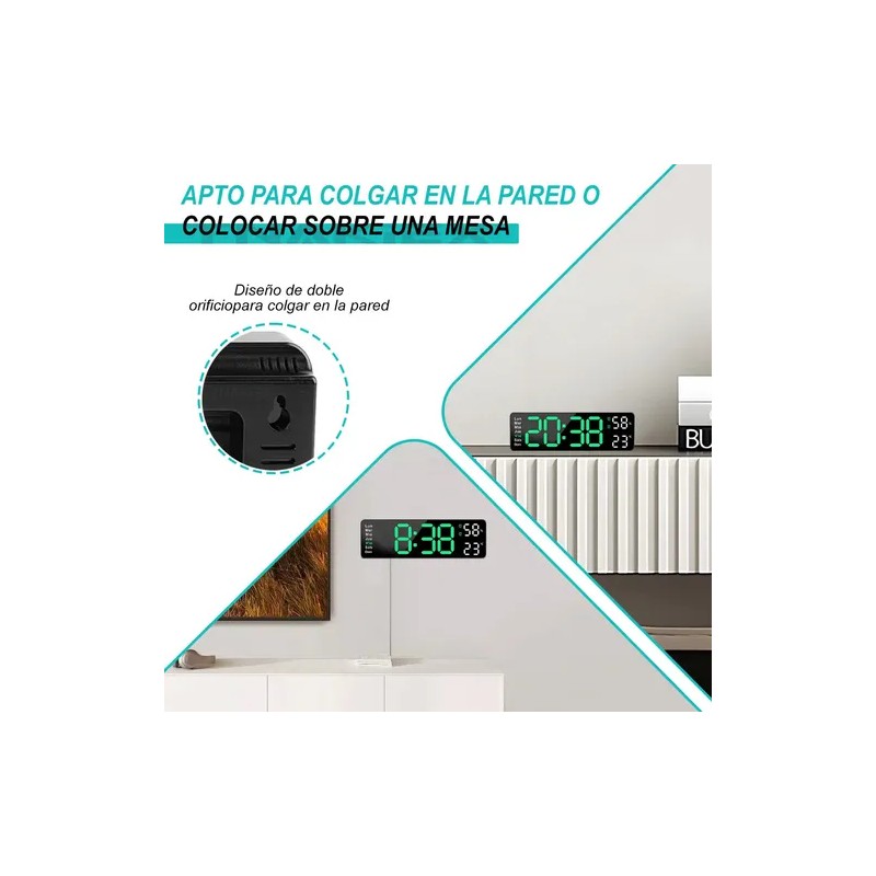 Reloj De Pared Digital Con Termómetro, Alarmas Y Calendario