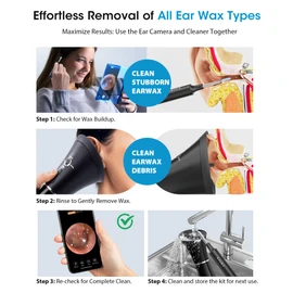 Ear Wax Removal Kit with Camera – Ear Cleaner Tool for Safe & Effective Ear Care – Includes Ear Camera for Visual Inspection & Gentle Ear Irrigation System – Complete Ear Cleaning Solution
