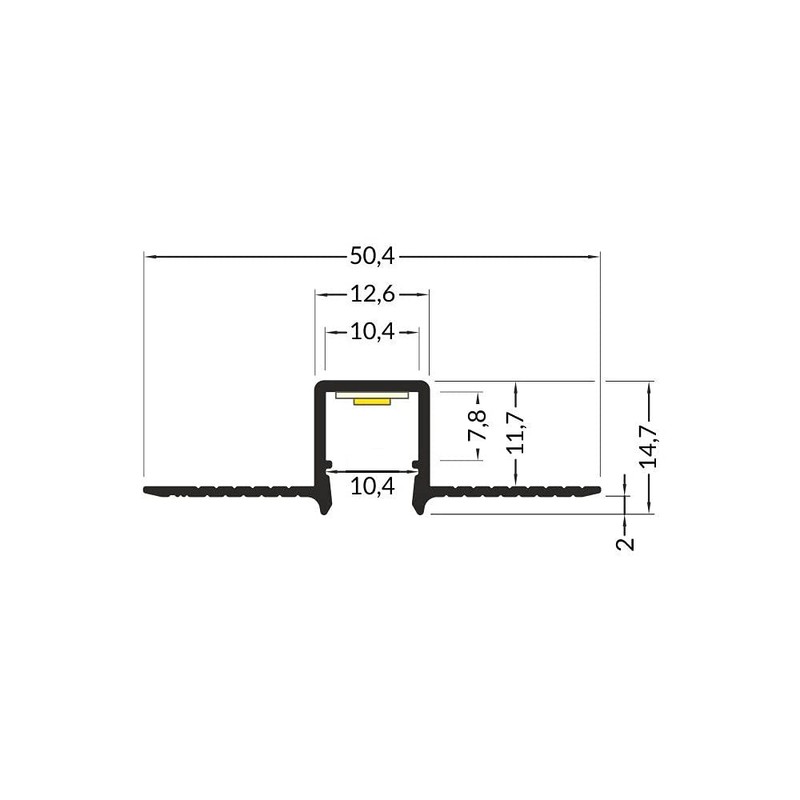 1m Plater-in LED Profile C3T for Ceiling and Drywall, Opal