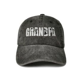 Enodtter Embroidered Golfing Grandpa Baseball Cap for Men, Washed Black Adjustable Snapback Hat, Embroidery Sport Dad Hat