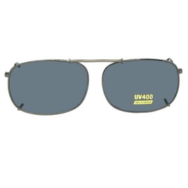 Rectangle Non Polarized Clip-On Sunglasses for Men and Women – Clip On Sunglasses For Eyewear glasses (Pewter-NON Polarized Gray Lens, 58mm Width x 42mm Height, Millimeters)