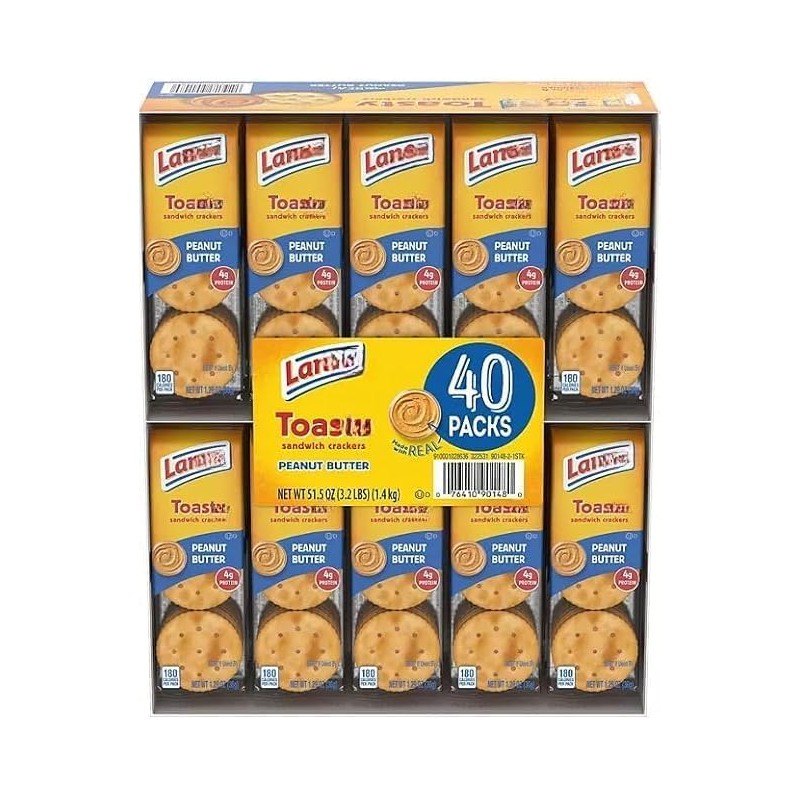 Laภςe Toasty Peanut Butter Sandwich Crackers, 1.29 oz., (40 Pack)