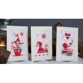 Vervaco DIY Vervaco Christmas Cards Craft Gnomes Elves Santa Counted Cross Stitch Kit 2
