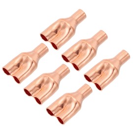PATIKIL 1/4" x 1/4" x 1/4" ID Tee Tee Y Type Copper Fitting, 6 Pcs Welding Joint Split Union Intersection for HVAC, Air Conditioning Refrigeration System