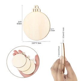 DARENYI 50 Pcs Christmas Wooden Baubles for Crafting Wood Slice Natural Wooden Ornaments Baubles Unfinished Blank Wooden Shapes Embellishments with String for Xmas Tree Decoration