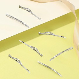 8PCS Rhinestone Bobby Pins Rhinestone Silver Metal Hair Clips Crystal Hair Clips Sparkling Hair Accessories for Brides Girls 2 Styles