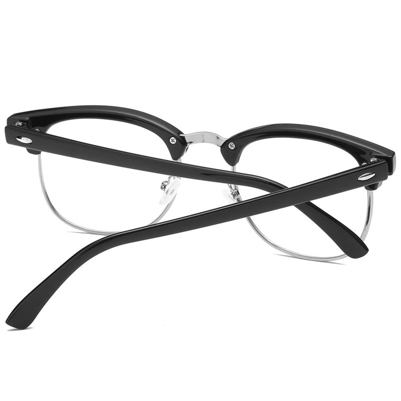 aisswzber Fashion Vintage Classic Semi-Rimless Half Frame Clear Lens Glasses