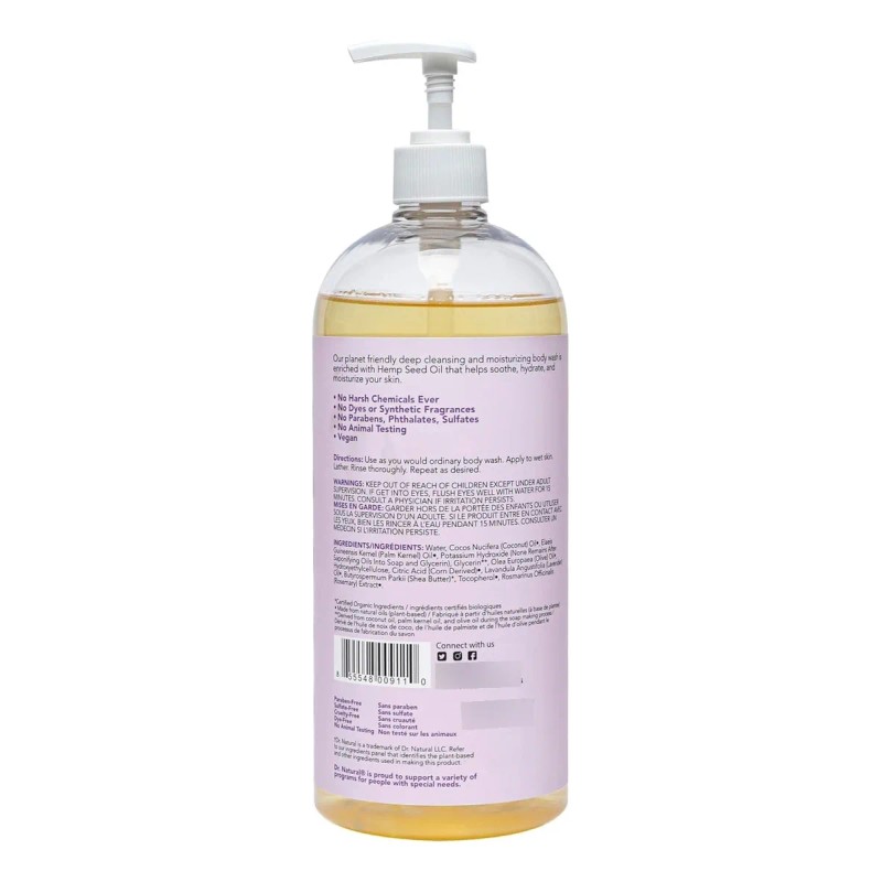 Dr. Natural Jabón Líquido Cuerpo Body Wash Natural Orgánico Lavanda