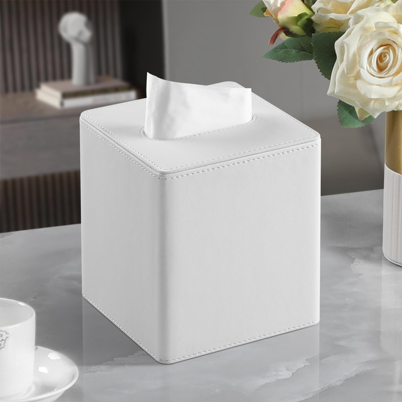 MEIBOOCH PU Leather Tissue Box Cover Square Tissue Box Holder