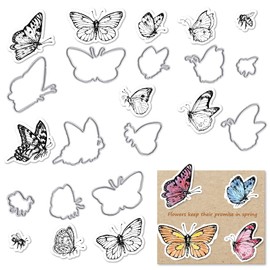 Hying Spring Butterfly Stamps and Dies for Card Making, Insect Bee Cutting Die and Clear Stamps for Bullet Journal DIY Scrapbook Decoration Handmade Crafts Notebook