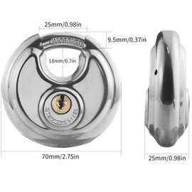 NANSHINE 3 Pcs Keyed Alike Discus Padlocks, Stainless Steel Heavy Duty Discus Lock Circular Unit Lock with Keys for Warehouse, Storage Units, Sheds, Garages, Fence