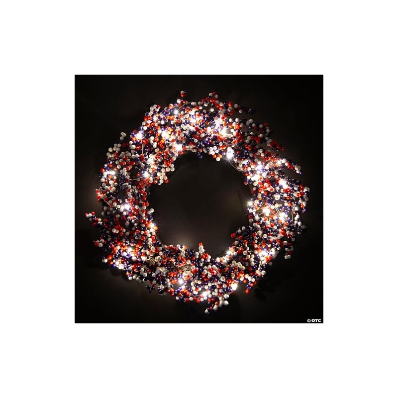 Light-Up Red White & Blue Patriotic Wreath