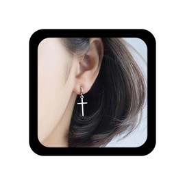 YienDoo Vintage Cross Hoop Earrings Cross Drop Earrings Gothic Religious Christian Cross Dangle Earrings Minimalist Cross Charm Statement Prom Earrings for Women
