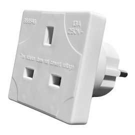 UK to European Plug Adaptor Type C, E, F, travelAdapter UK to European Plug Adapter is Specifically Designed for use in Europe and UK has Three Inputs Pins for Charging Multiple Devices..