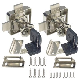 Double Door Cabinet Lock - Double Deadbolt Drawer Lock - Right Door Installation - Drilling Diameter 3/4"/19mm - 2 Pack