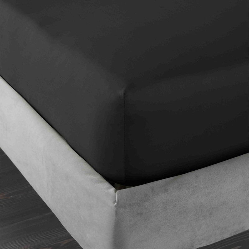 Bianca 400 Thread Count Cotton Sateen Double Fitted Sheet Black
