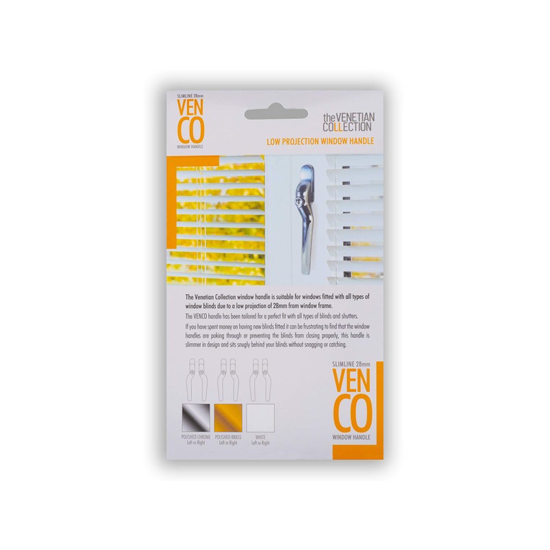 The Venetian Slimline Espag Window Handle in Polished Chrome -